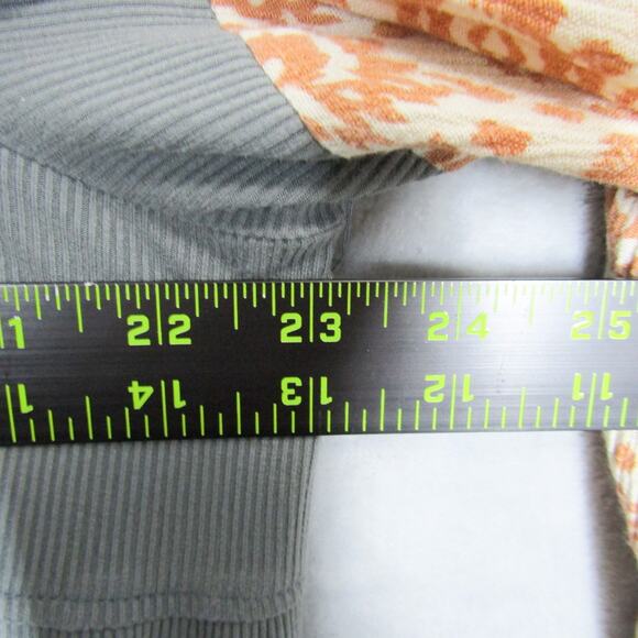 Gimmick Top Womens Medium Gray Boho Peasant Long Sleeve Lace Up Tiered Pattern - Picture 5 of 9